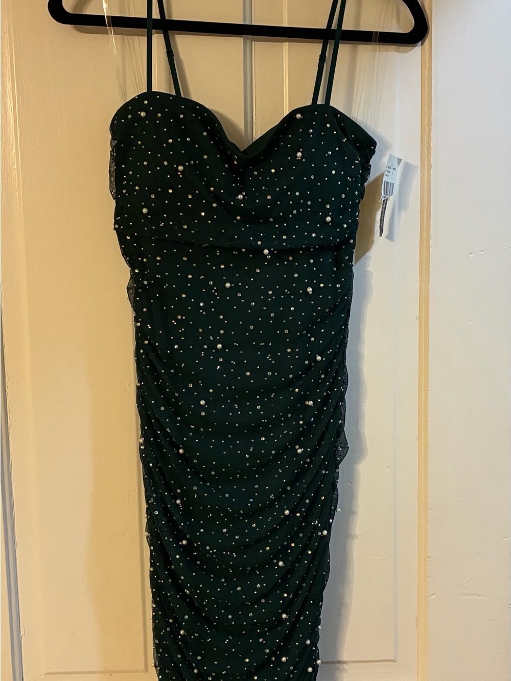 Speechless Black Mesh Dress with Pink and Iridescent Rhinestones